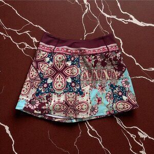 JOHNNY WAS Active Pickleball Tennis Patterned Burgundy Skort Size XS